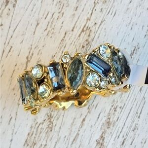 J. Crew Gold and Blue Cocktail Ring with Topaz